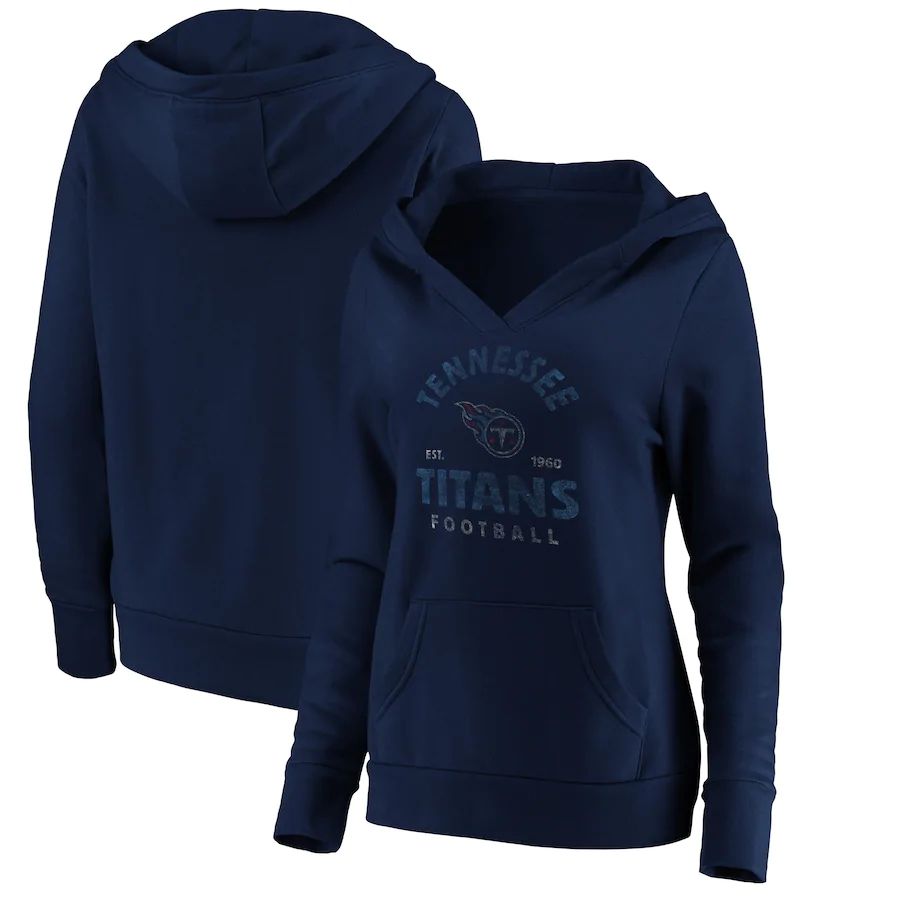 Women Tennessee Titans Fanatics Branded Navy Vintage Arch V-Neck Pullover Hoodie->women nfl jersey->Women Jersey